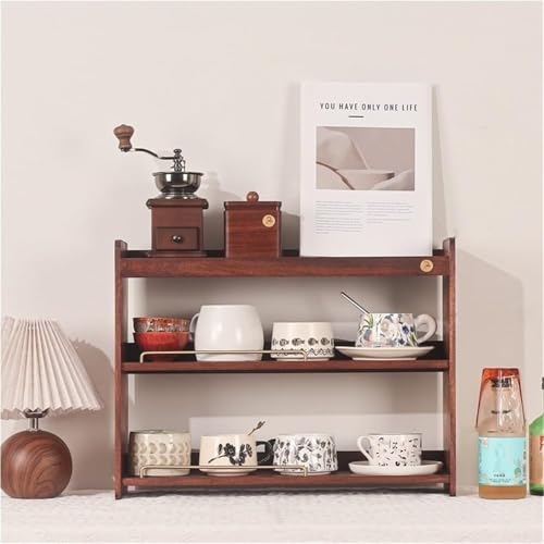 Multi-Layer Wooden Coffee Mug Display Rack Cup Holder Spice Storage Organizer for Kitchens Living Rooms Multi Scenario Use(Natural,4 Tier)