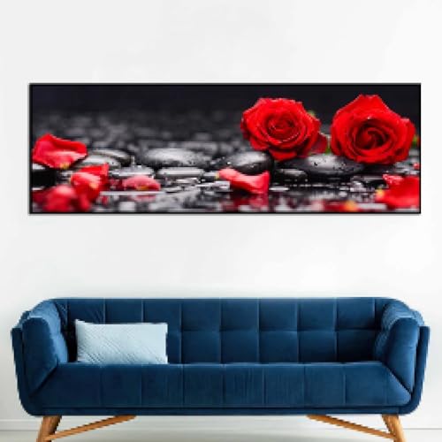 Affiche de roses rouges et galets zen pour une chambre cocooning