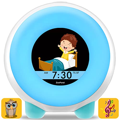 Zoopond - Full-Color Mobile Display Alarm Clock For Kids, Kids Alarm Clock, Kids Night Light, Ok To Wake Clock, Wake Up Light, Toddler Clock Gro Clock, Sound Machine Kids, 16 Cartoon Characters Z06F #TOP7