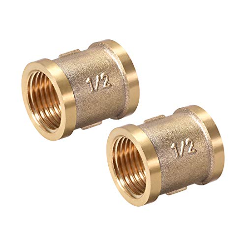 Black Friday - 40% OFF uxcell Brass Cast Pipe Fittings Coupling 1/2 X 1/2 G Female Thread Gold Tone 2pcs