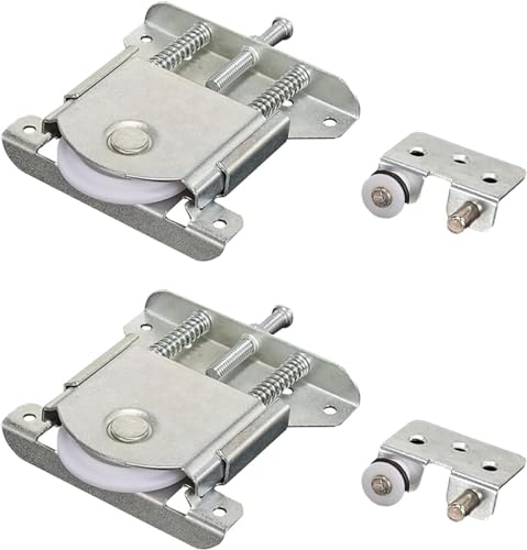 Huianpen 2 paar zwenkwielen voor schuifdeuren, kast, schuifwielen, kastrol, meubels, schuifwielen, voor kasten, ramen, schuifdeuren (zilver)