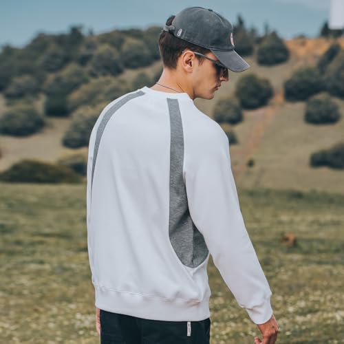 330G Heavy American Casual Sweatshirt Men Autumn Fashion Brand Splicing Contrast Color Round Neck Loose Bottoming Shirt3