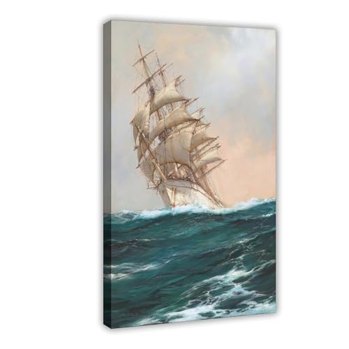 Impression sur toile navire blanc de Montague Dawson 20x30 cm pour décoration marine
