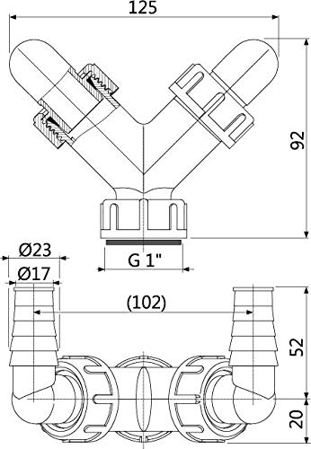 Doppelt 17-23mm Geschirrspülmaschine Einlässe 1 BSP Abfallfalle Verbinder