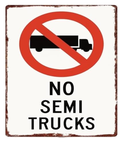Truck Restricted Area Warning Metal Sign Property 12x8 Inch | Eye catching typography damp cloth wipe farmhouse style sturdy