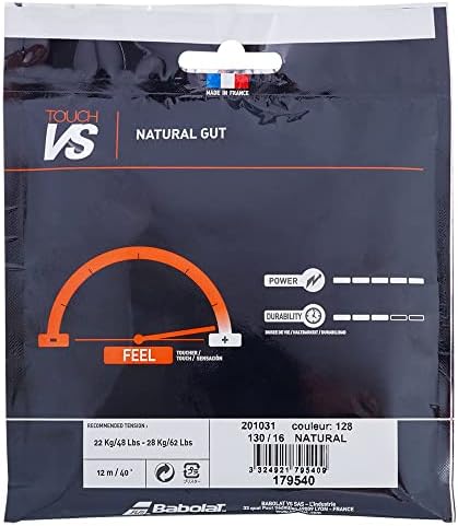 Babolat VS Touch (16-1.30mm) Natural Gut String (Black, 16)