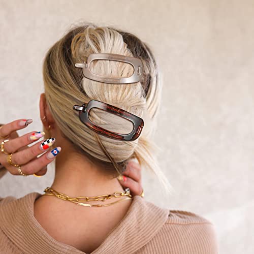 French Concord Flat Hair Clips - 6Pcs Curved Hair Claw No Slip Hair Clips Volume Strong Hold Clip Hair Claw For Women Girls (Oval(Large, 4.7")) #TOP1