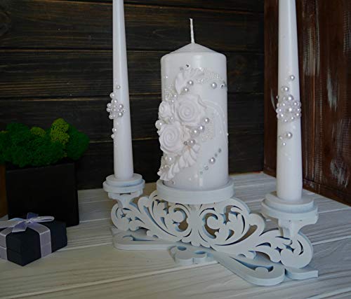 Magik Life Unity Candle Set For Wedding - Wedding Accessories For Reception And Ceremony - Candle Sets - 6 Inch Pillar And 2 10 Inch Tapers - Decorative Pillars White #TOP5