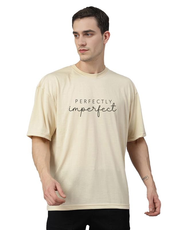 Image of CHKOKKO Mens Stylish Oversized T Shirt for Daily and Casual Wear Printed Design with Drop Shoulder and Half Sleeves