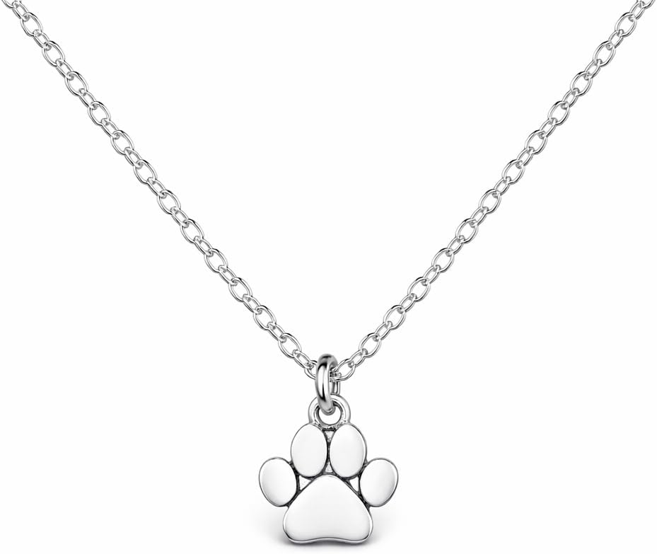 Sterling Silver Paw Print Necklace – Dainty Pet Lover Charm Pendant on 18" Chain – Handcrafted Gift for Dog or Cat Lovers