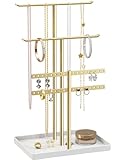 pickpiff Jewelry Stand Holder Organizer: 14.5' Sturdy Hanger for 80 Pcs Jewelry, Gift for Women, Gold Jewlery Tower for Necklace, Earring, Bracelet