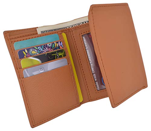 RFID Blocking Men's Trifold Logo Wallet-Sleek and Slim Includes ID Window and Credit Card Holder (Tan)4