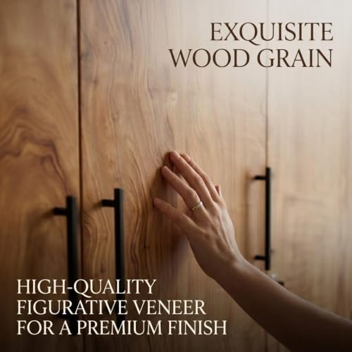 Image of FFO Kaveris 4 Door Wooden Wardrobe for Bedroom, Large Clothes Storage Cabinet with Hanging Space, Shelves, Drawer & Lock, Modern Wood Finish Almirah for Home, Bedroom & Living Room DIY.