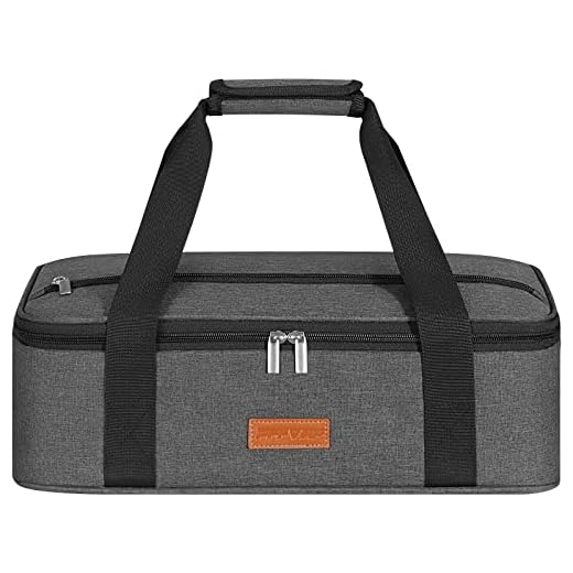 PFFVRP Insulated Casserole Carrier for Hot or Cold Food, Reusable Insulated Food Carrier for Potluck Parties, Picnic, Cookouts, Fits 11 x 15 or 9 x 13 Lasagna Pan, Casserole Dish, Baking Dish(Gray)