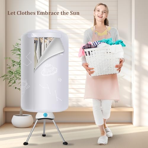 Asciugatrice Elettrica, 1000 W da Asciugatrici a Pompa di Calore, Asciugatrice con Tempismo, Asciugatrice a Riscaldamento a 2 Strati, adatta per Domestico Lavanderia in Appartamento, 140 cm-Grigio - 8