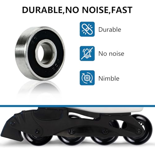 FLYDAZZLE Inline Skate Wheels: 72mm 76mm 80mm Roller Hockey Blade Replacement Wheels with ABEC 9 Bearing for Indoor Outdoor (8 Pack) (76 mm)