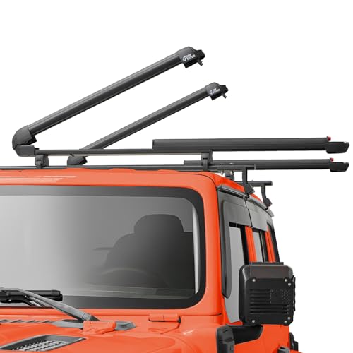 JOYTUTUS Universal Ski & &Snowboard Rack for Car Roof with Sliding Extension, Lockable Ski Rack for...