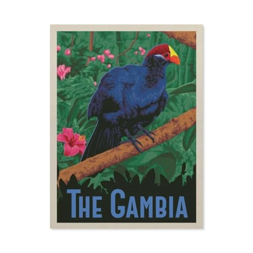 Puzzles 1000 Pièces，Affiche de la Gambie，Éducatif Intellectuel Décompressant Jouet Puzzles Amusant Jeu De Famille pour Enfants Adultes（38x26cm）-BL51