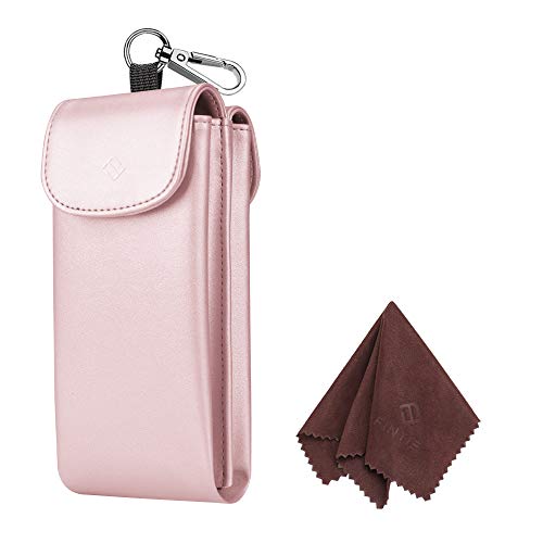 Fintie Double Glasses Case with Carabiner Hook, Portable Vegan Leather Eyeglass Case Anti-scratch Sunglasses Pouch