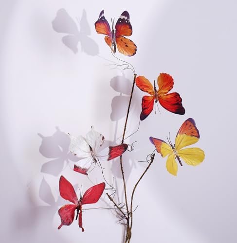TaTalife Artificial Butterfly, Silk Butterflys, Butterflies for Crafts for Floral Arrangements, 3D Butterfly Stakes Decor, Patio Plant Pot, Flower Bed Home Decor