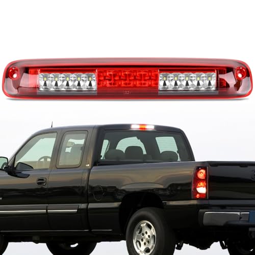 Nilight Third Brake Light Tail High Mount 3rd Stop Cargo Reverse LED Lights Red Shell for Chevy Silverado GMC Sierra 1500 2500 3500HD 2007HD Classic 1999 2000 2001 2002 2003 2004 2005 2006