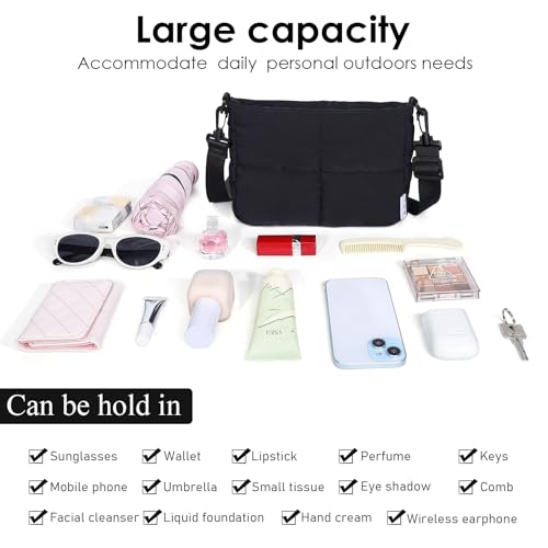 NOL Trendy Lightweight Small Quilted Puffy Crossbody Bag for Women, Waterproof, Removable Strap for Travel, Work & Shopping4