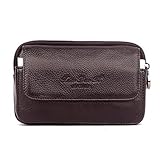 メンズ スマホバッグ ウェストベルトバッグ レザー 本革 男性用 携帯ベルトポーチ 三層 携帯ケース タバコ サイフ 小物収納 コンパクト 実用 iPhone 11 Pro Max 11 Pro 11 XS X 8 Plus 8 7 Plus 7など対応 Lサイズ ブラウン