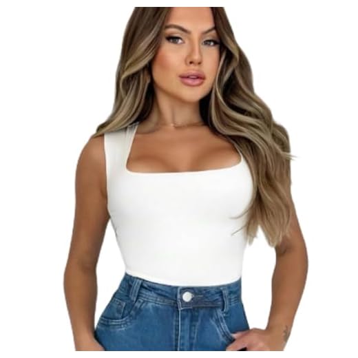 Body Forrado Feminino Collant Suplex Decote Quadrado Alças largas Versátil moda blogueira– Costas Fechada, Sem Mangas – Cores Neutras, Tecido Premium - YASDA (OFF WHITE, P)