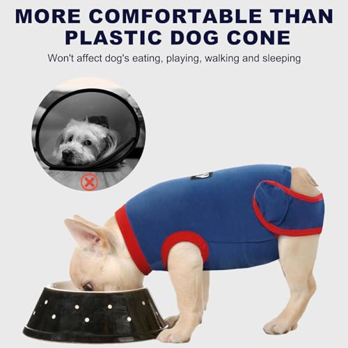Image of IDOMIK Dog Recovery Suit for Neuter Spay,Anti-Licking Dog Surgical Bodysuit | Soft Dog Recovery Onesie Protects Abdominal Wounds, Easy to Wear, Easy Potty Breaks, E-Collar Cone Alternative,Navy,M