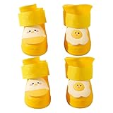 防水シリコン犬靴 – 3Dのかわいい形状の防水ブーツの4点セット、 雨、雪、便利で持ち運びに便利泥の屋外での使用に最適 |耐久性のあるペットの靴、雨と雪を保護するブーツ