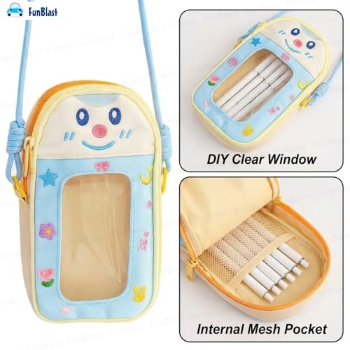 Image of FunBlast Pencil Pouch for Kids, Girls - Large Capacity Multipurpose Stationery Zipper Pouch with Hanging Strap for Kids & Adults, Kawaii Aesthetic Pencil Case Organizer for Girls (Lightbrown)