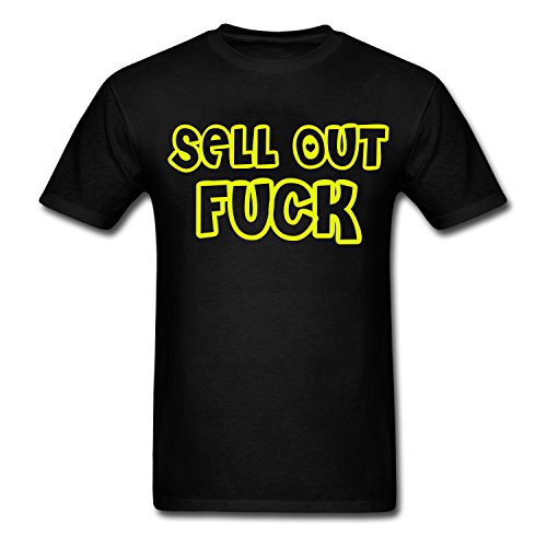 SELL OUT FUCK Design Men's Short Sleeve Cotton Crewneck Tee Black