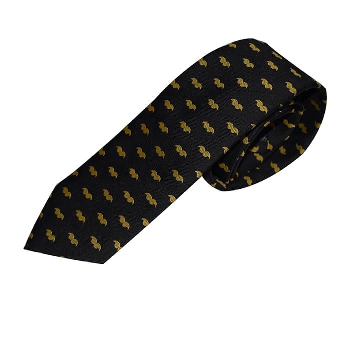 Style Along Mustache Stripe Black Micro Fiber Necktie For Men Along With Matching Pocket Square-image-0