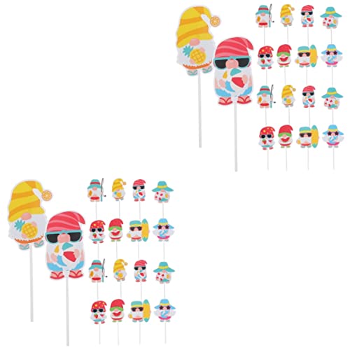 BESTOYARD 160 Pçs Decoração De Bolo Gnomo Decoração Havaiana Cartão Pequeno Bolo De Papel À Beira-Ma