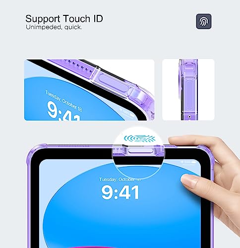 Image of MoKo Clear iPad 10th Generation Case, iPad 10 Case, Slim & Lightweight Soft TPU Anti-Scratch Back with Shockproof Impact Resistant Raised Edge for 10th Gen iPad Case 2022, Lilac Purple