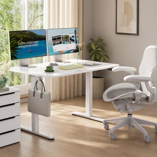 Image of Claiks Glass Standing Desk 40x24 Inch White