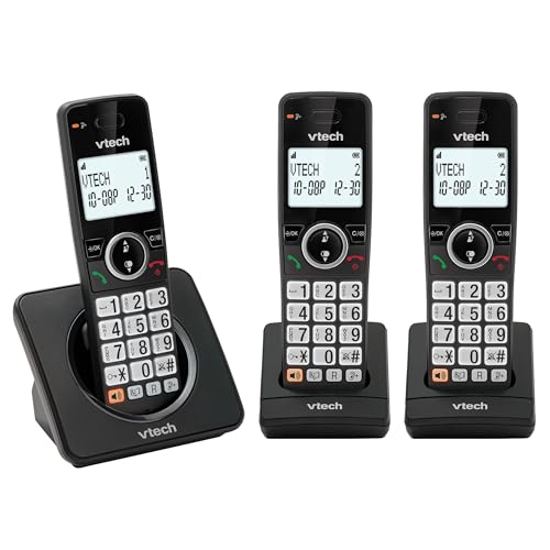 VTech EA5002 DECT Cordless Phone with Nuisance Call Blocker Easy-to-Read Backlit Display Landline Phone with 18 Hours Talk-time Volume Booster Handsfree Speakerphone Speed Dial 3-Handset