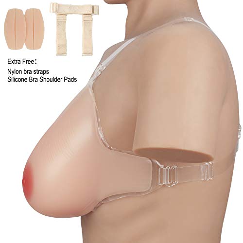 Vollence GG Cup False Boobs Silicone Breast Forms with Shoulder Strap for Prosthesis Mastectomy Nude - Thumbnail 2