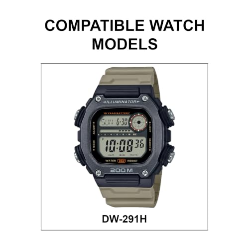 Image of DBLACK ''CDS17'' 18mm Resin Watch Strap / / Compatible Strap For Casio DW-291H Watch Model (Black)