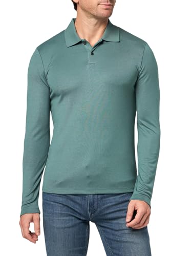 Theory Men's Goris Polo Long Sleeve in Anemone Milano, Dark