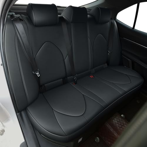 Image of AOMSAZTO Custom Fit Seat Covers for Toyota Camry 2020 2021 2022 2023 2024 (TRD) Leather Camry Seat Protector Full Set Black
