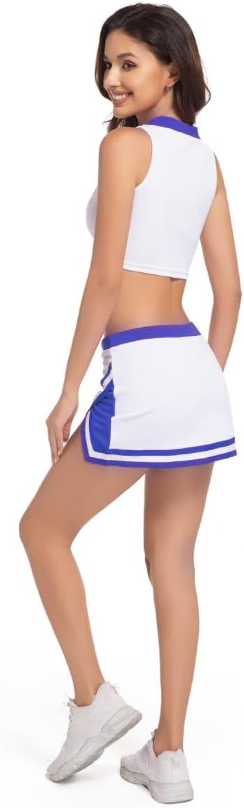 Cheerleader Costume For Women High School Cheer Uniform Sexy Halloween Party Cosplay Cheerleading Outfit Pom Poms