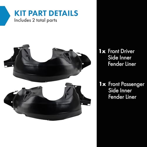 Image of TRQ Front Driver and Passenger Side Inner Fender Liner Set Compatible with 1999-2004 Ford Mustang