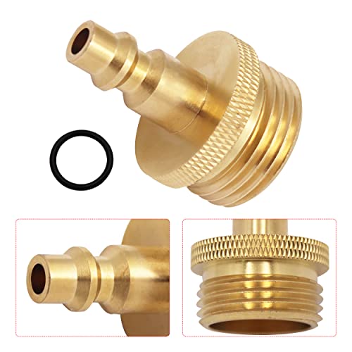 Image of Garden Hose Quick Connect, 3 /4 Inch GHT Thread Hose Quick Connect,Water Pipe Connect Plug Adapter for RV, Boat, Motorhome and Travel Trailer Faucet Fitting, Brass