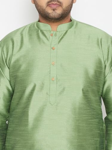 Image of Vastramay Plus Men's White Silk Blend Kurta Pyjama Set VPLUSMKWH001nPBL 44 | Independence Day