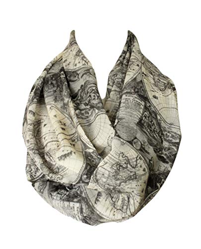 Etwoa Old World Map Print Infinity Scarf Circle Scarf