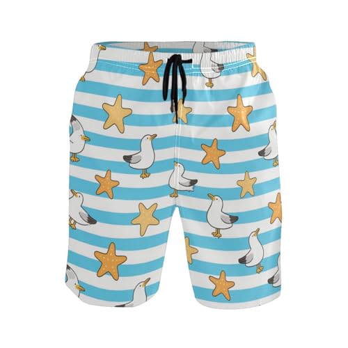 Short de bain 2 couches homme bleu blanc pour éviter les frottements du maillot