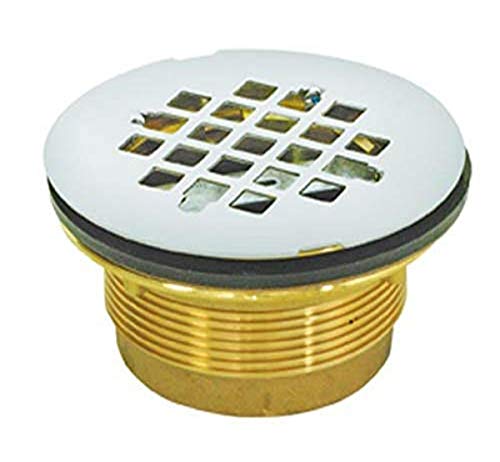 Eastman 15306 No-Caulk Brass Shower Drain Stainless Steel, 2"
