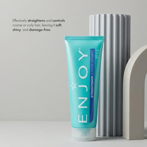 Enjoy Straightener, Smoothing and Frizz Control Cream for Coarse or Curly Hair, Non-Chemical Hair Straightening Balm for Sleek and Soft Styles, 8 Oz