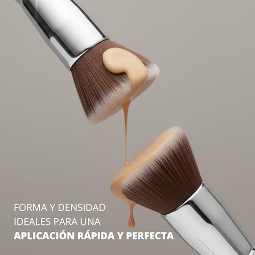 Brocha Base Maquillaje Fluido Kabuki Profesional - Brocha Foundation Contouring Polvos - Fibras Sintéticas Gruesas Negro - imagen 9
